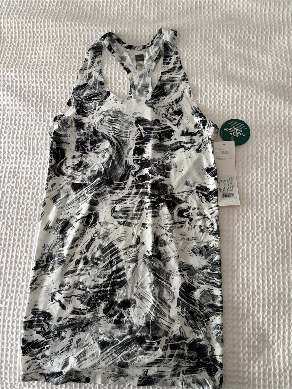 Lole Black & White Marbled Racerback Mini Dress